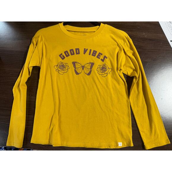 Treasure & Bond Other - Good Vibes Yellow Long Sleeve Graphic Tee- Size Medium (8/10)